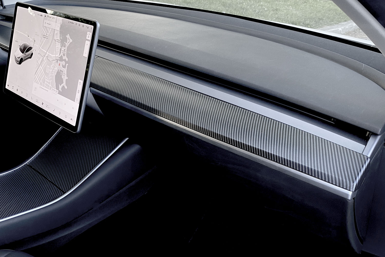 Model 3 Carbon Fiber Dash & Doors Trim Covers - Tesloid Canada