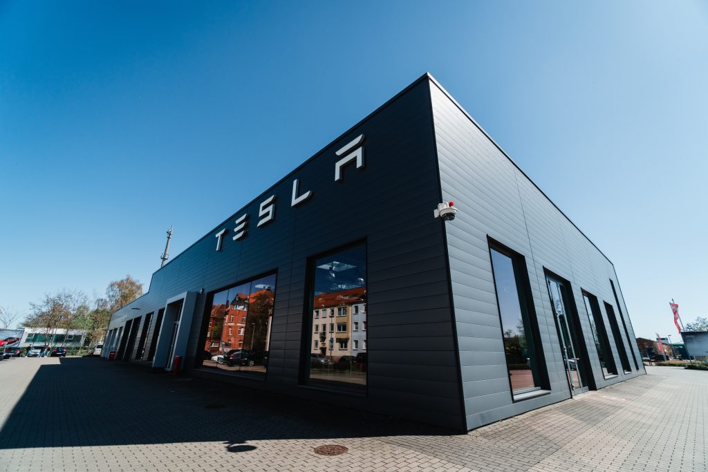 Tesla Service Centre on a Sunny Day