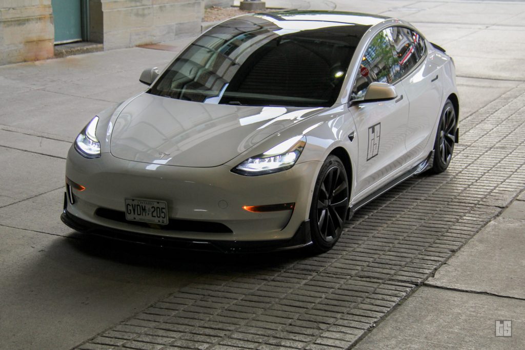 Pearl White Tesla After Being Washed