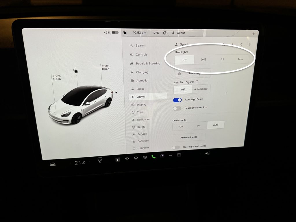 Toggle Between the Different Headlight Settings