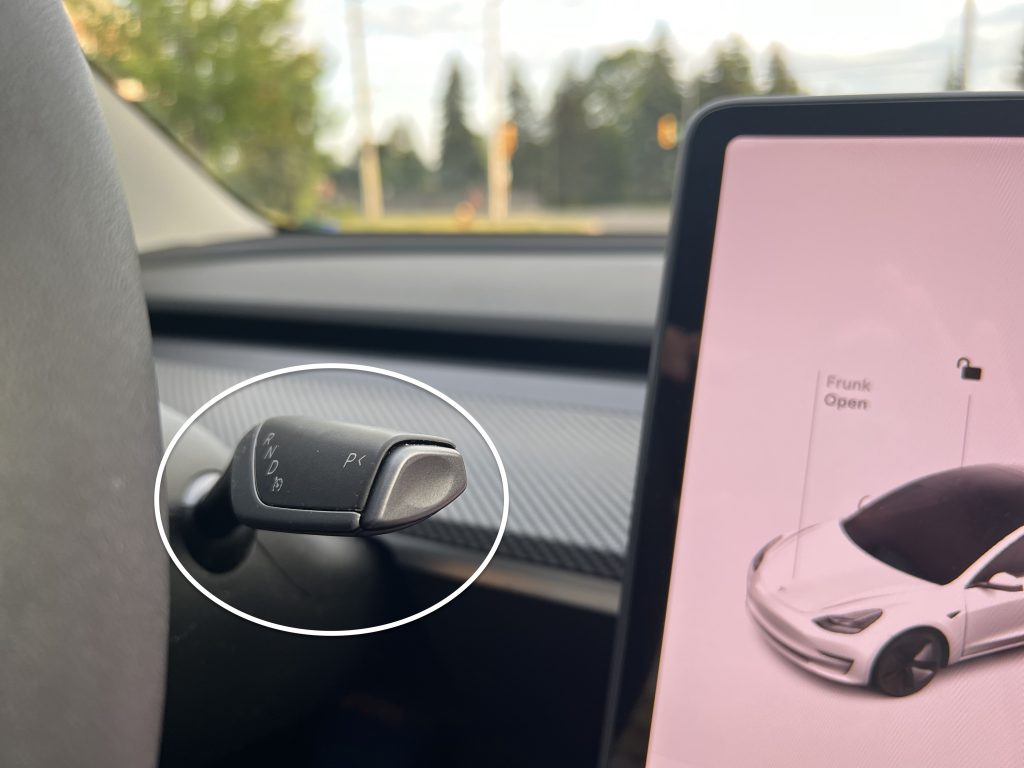 Press and Hold the Button on the Right Stalk of Your Tesla Model 3 or Model Y