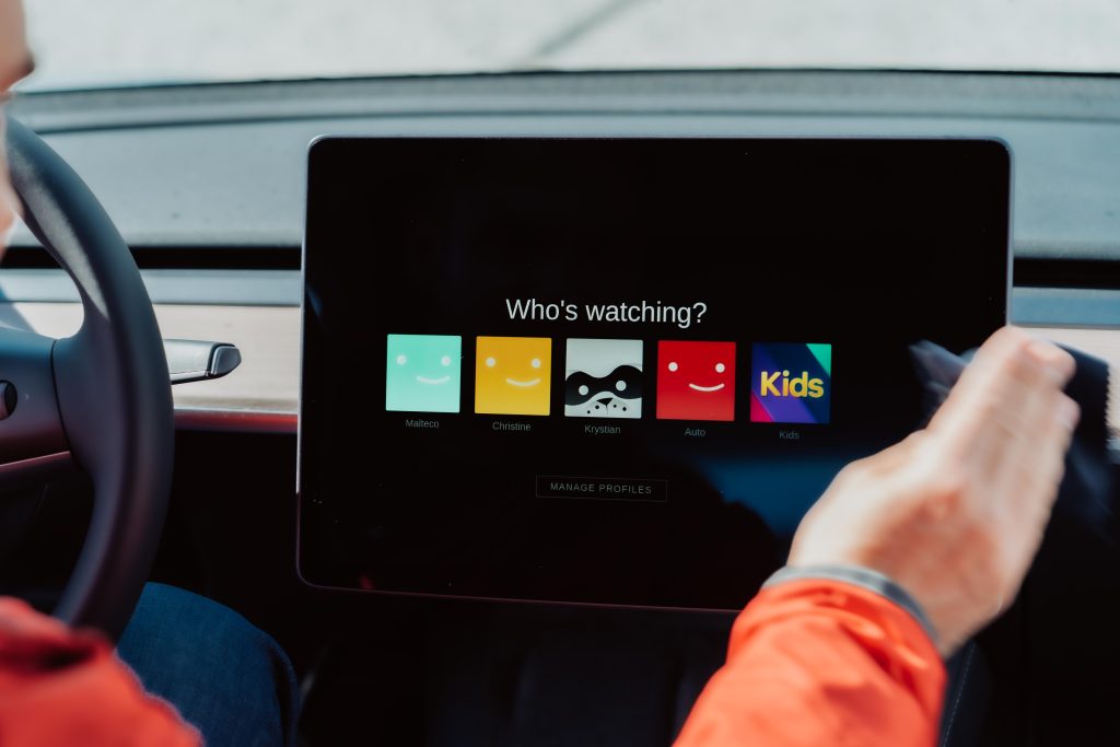 Netflix Open on the Tesla Touchscreen