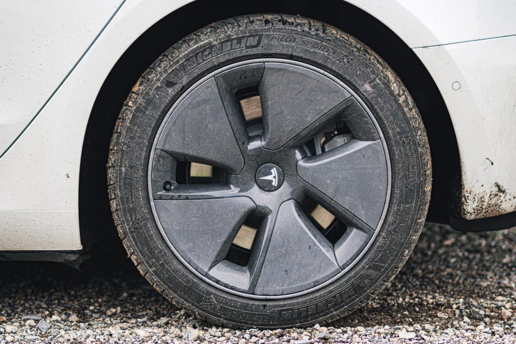 Tesla Tire Driving on a Loose Surface