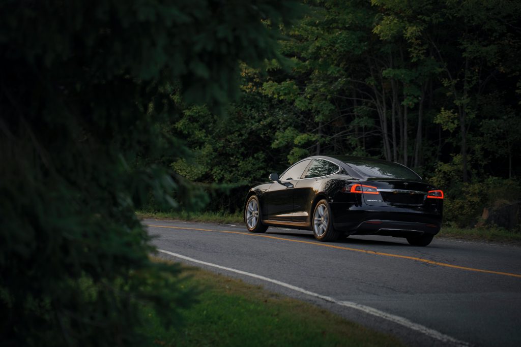 Black Tesla Model S on the Road