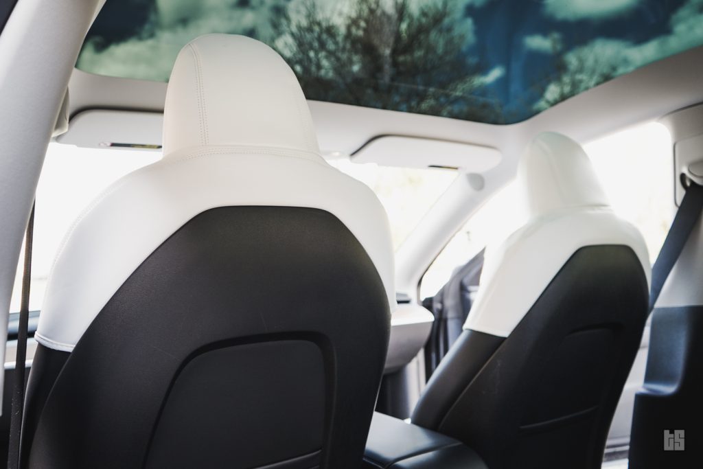 Tesloid Nappa Leather Seats Protectors for Model Y - Dove white