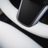 Tesloid Nappa Leather Steering Wheel Cover Hand Stitched for Model Y - Dove White