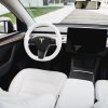 Tesloid Nappa Leather Steering Wheel Cover Hand Stitched for Model Y - Dove White
