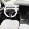 Tesloid Nappa Leather Steering Wheel Cover Hand Stitched for Model Y - Dove White