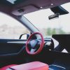 Tesloid Nappa Leather Steering Wheel Cover Hand Stitched for Model Y - Rolls Royce Red