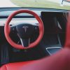 Tesloid Nappa Leather Steering Wheel Cover Hand Stitched for Model Y - Rolls Royce Red