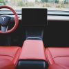 Tesloid Nappa Leather Steering Wheel Cover Hand Stitched for Model Y - Rolls Royce Red