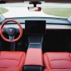 Tesloid Nappa Leather Steering Wheel Cover Hand Stitched for Model Y - Rolls Royce Red