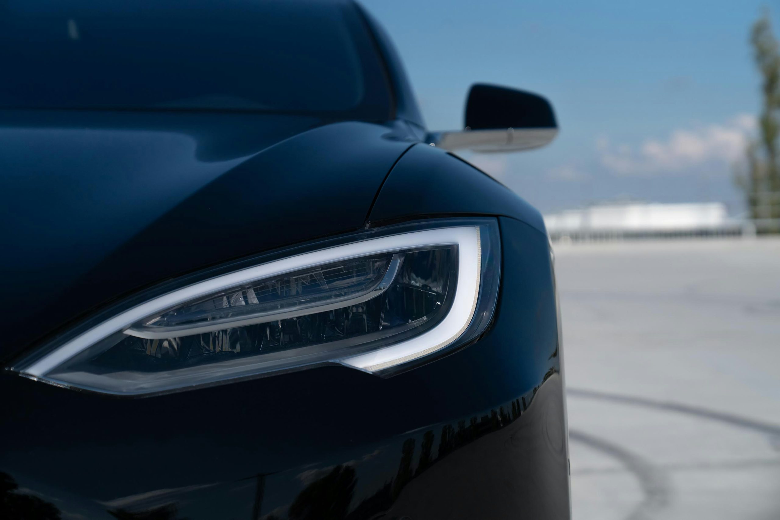 Headlight of a Tesla Model S