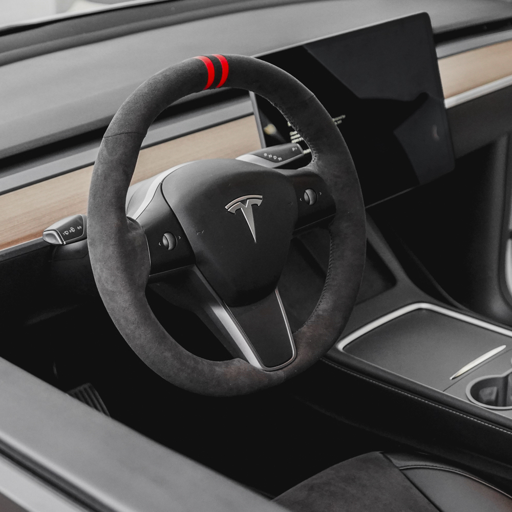 Tesla steering wheel cover suede