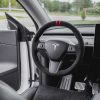 Tesloid Napa Leather Steering Wheel Cover- Black Suede with Red Stripes