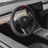 Tesloid Napa Leather Steering Wheel Cover- Black Suede with Red Stripes