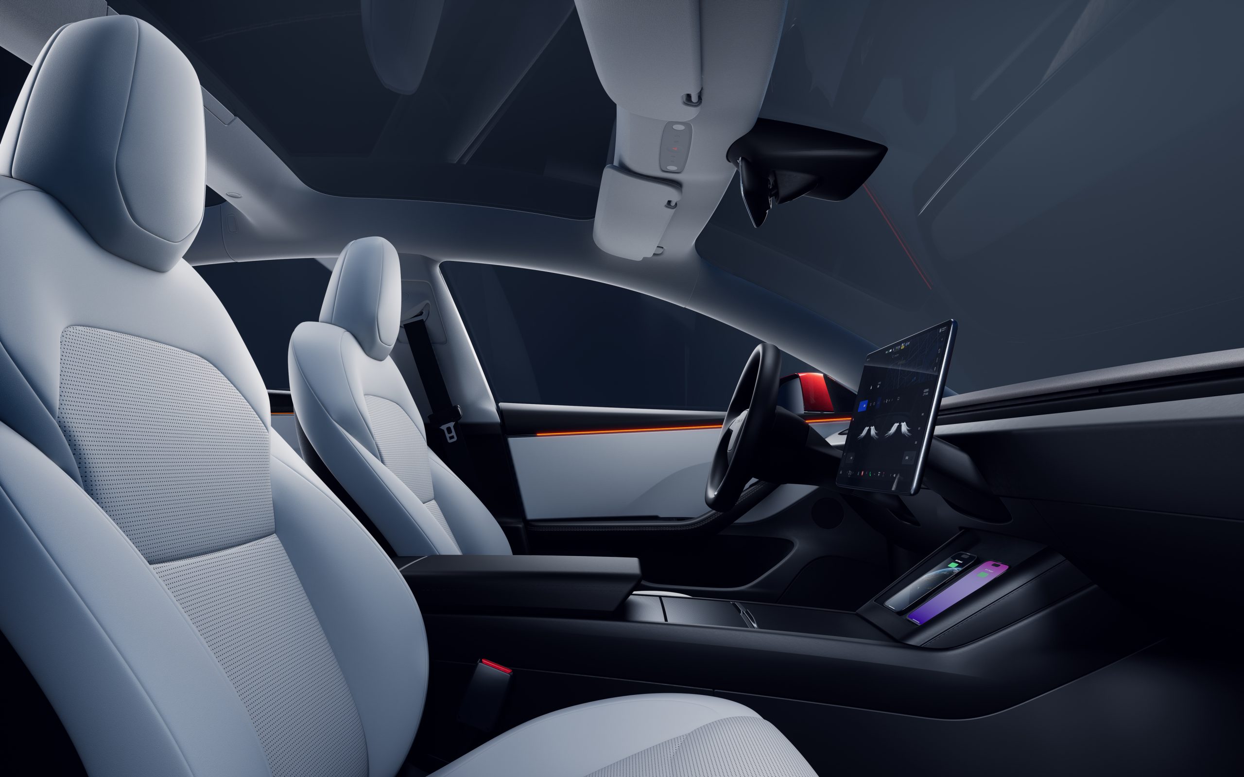 Interior of a Refreshed Tesla Model 3