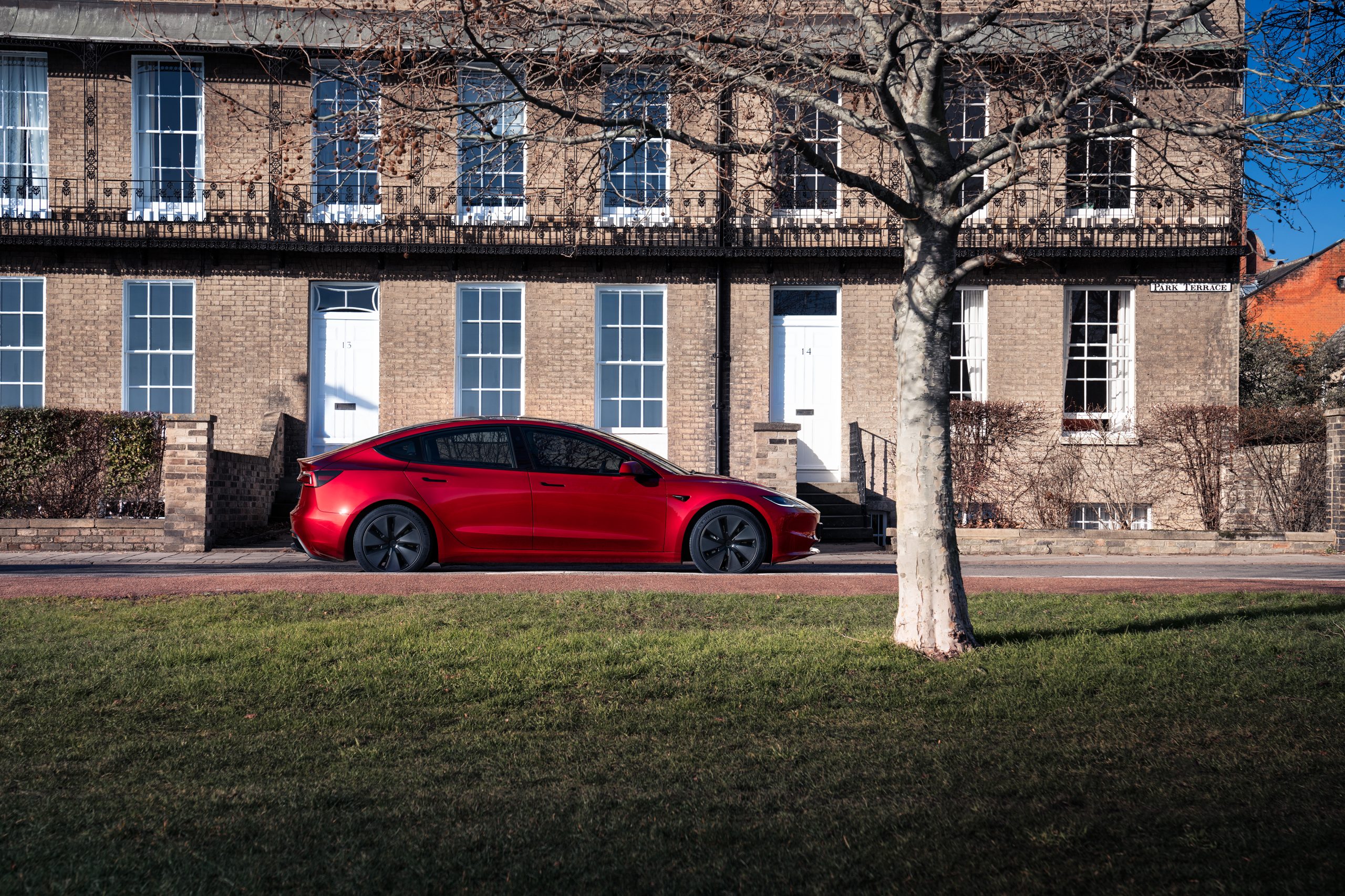 Refreshed Tesla Model 3 in Red