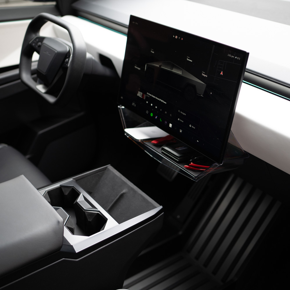 Cybertruck Under Screen Organizer Easy mount in Place