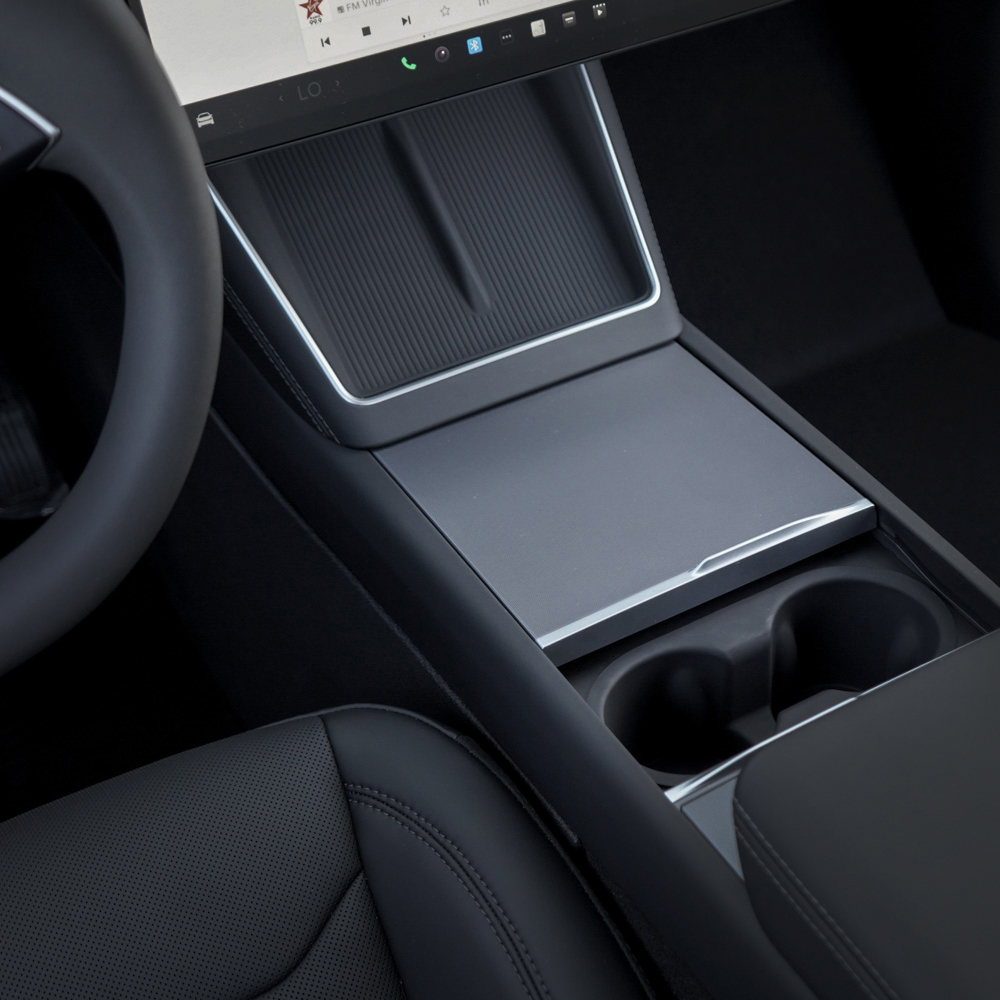 Tesla Model Y Juniper 3D Cup Holder and Wireless Charger Liners Tesla Model Y Juniper 3D Cup Holder and Wireless Charger Liners