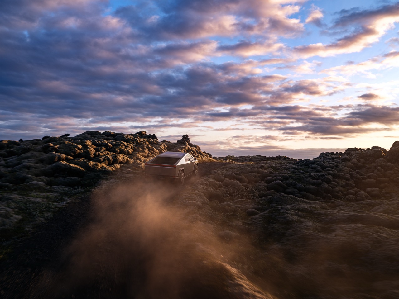 Tesla Cybertruck with Power On