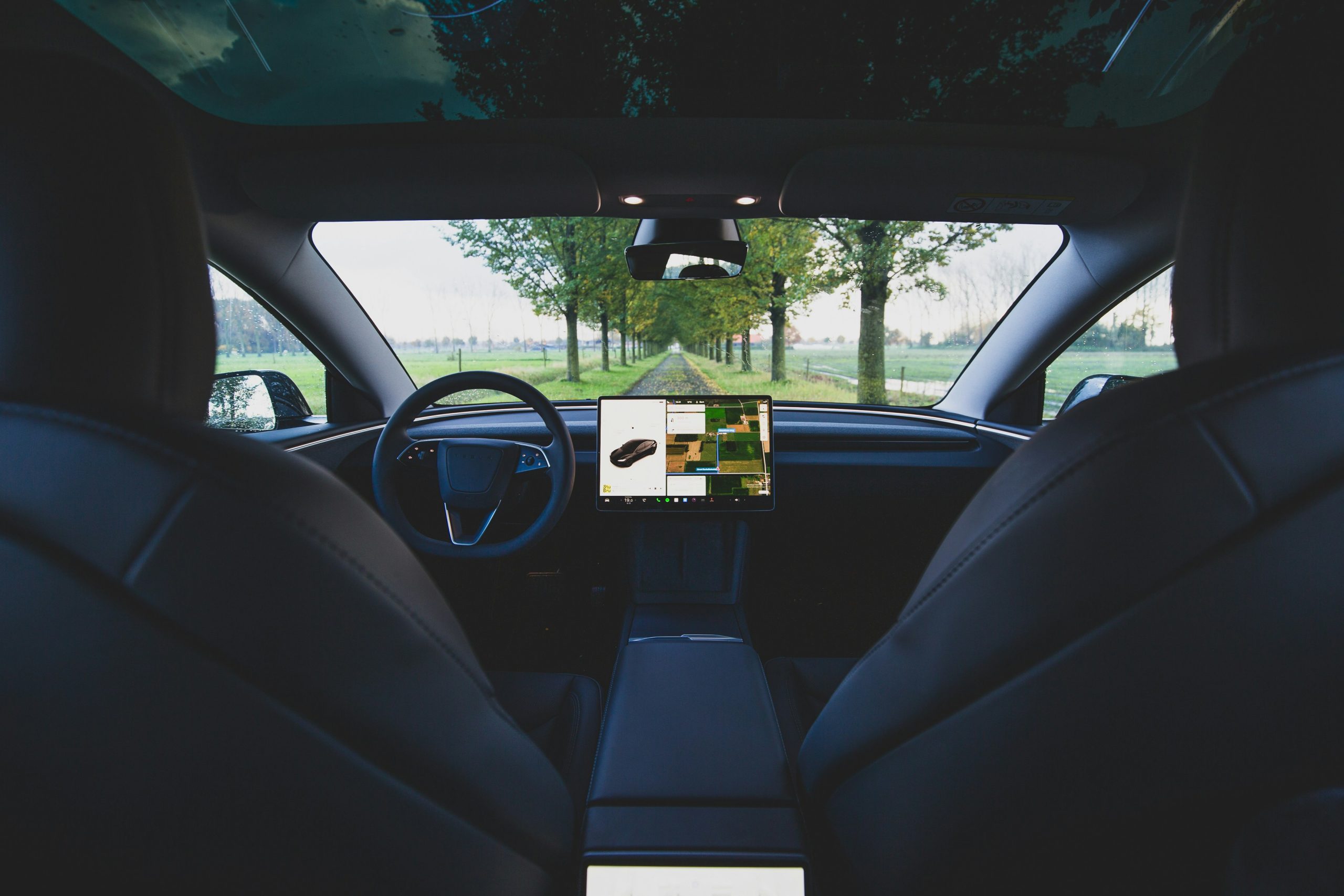 Interior of a Tesla where keys can be added.